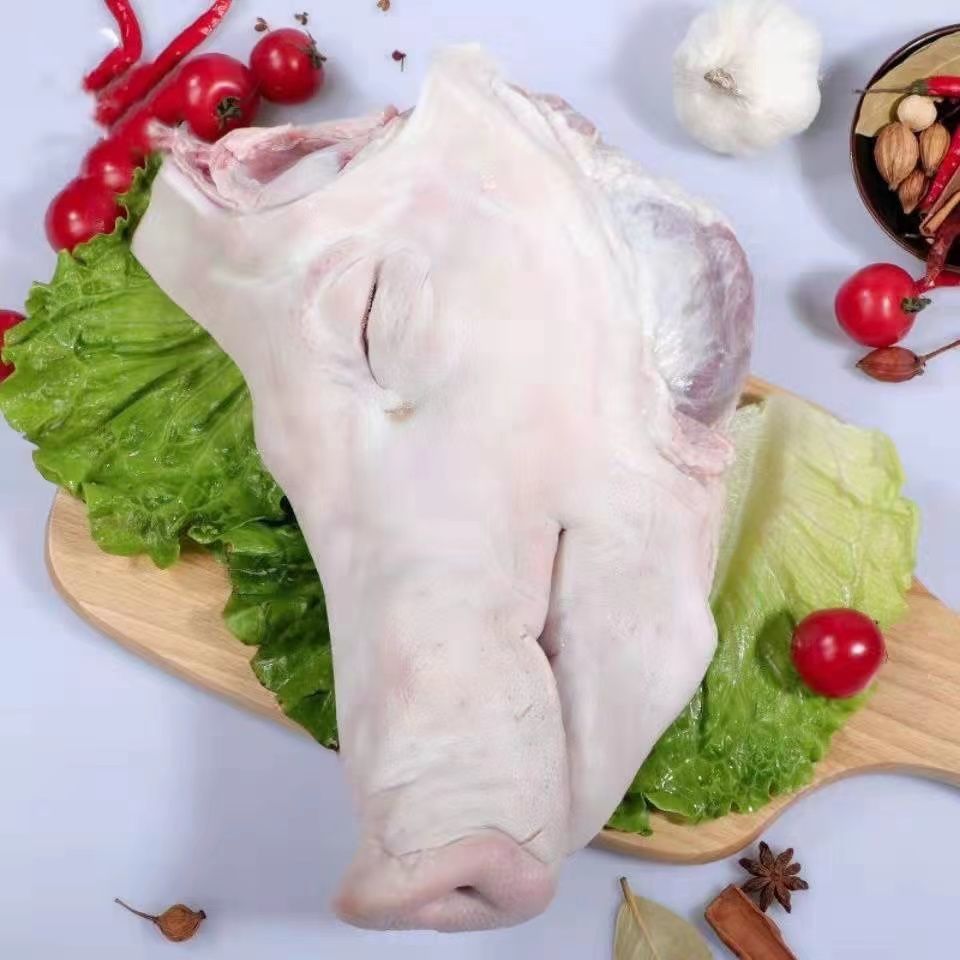 6斤新鲜猪头整个猪头半劈开猪头肉批发猪脸肉生猪头带骨带箱子6斤精品