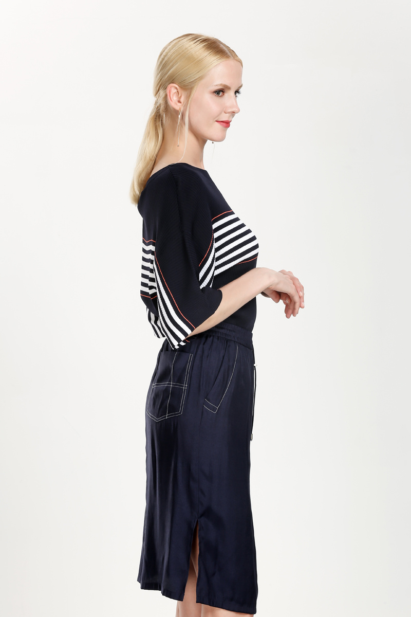 carablue女装夏季通勤ol修身中裙半身裙女裙kb171mws0113藏蓝色a1as