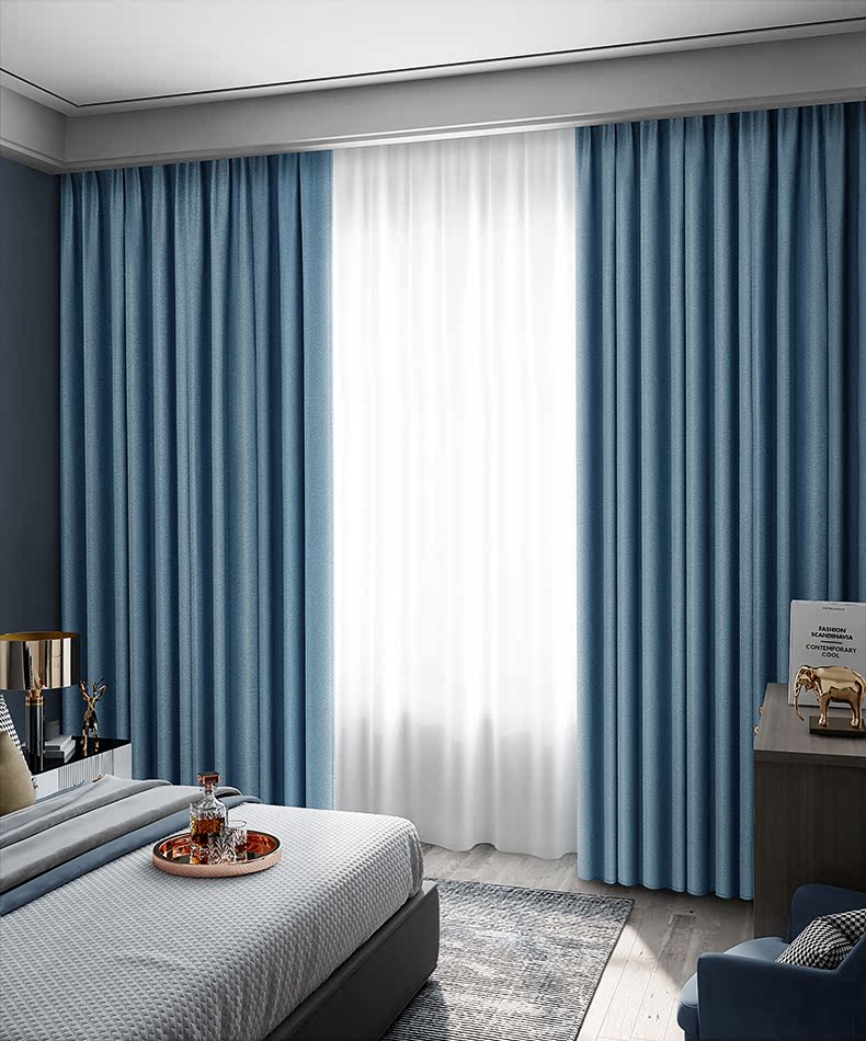 窗帘 定制全遮光卧室遮阳布挂钩式2021年新款隔音热客厅阳台妙客 雾霾