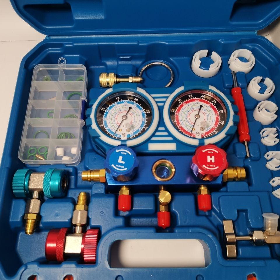 汽车空调加氟双表阀r134冷媒雪种压力表家用车用空调制冷维修套装 干