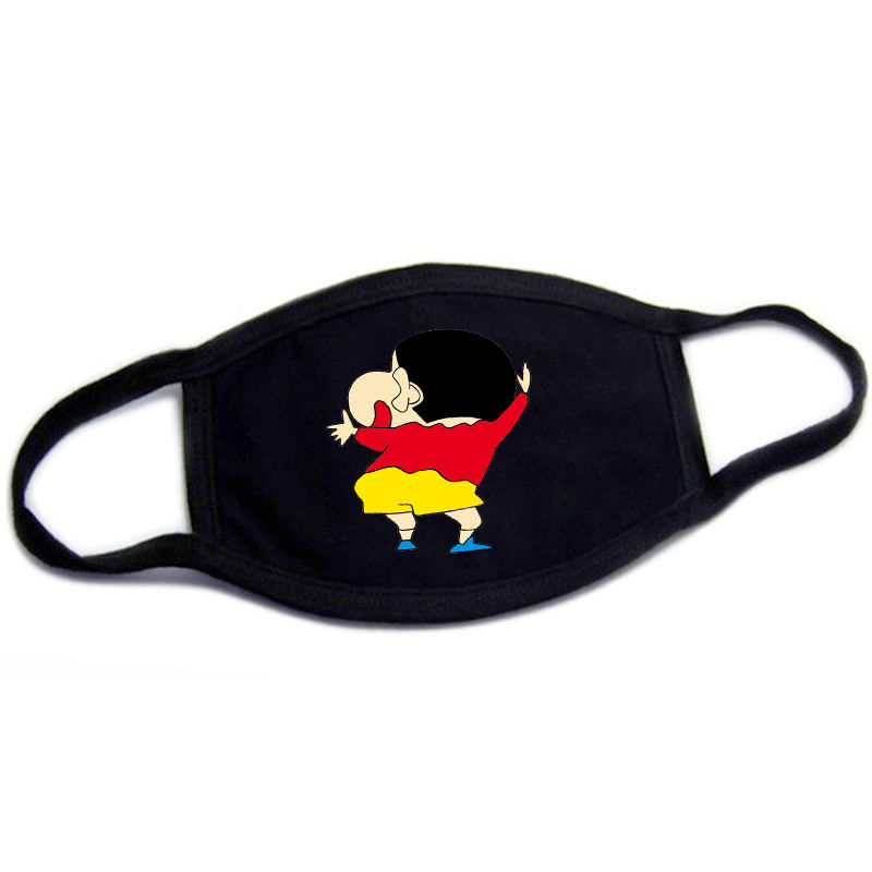 新品蜡笔小新口罩蜡笔小新口罩可爱卡通黑色棉质口罩防晒加厚夹棉保暖