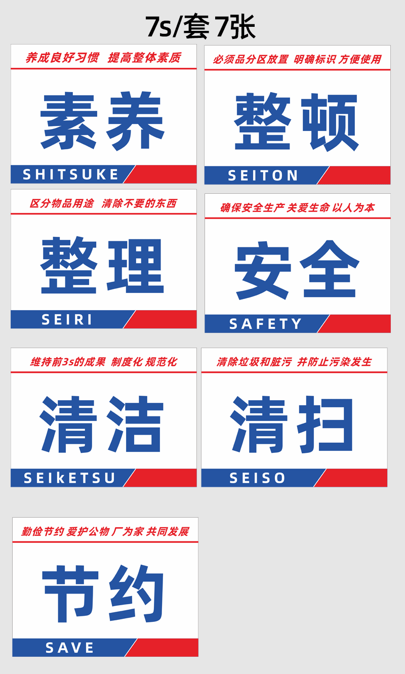 5s 6s 7s 8s整理整顿产品质管理看板展板工厂车间企业安 6s管理标识