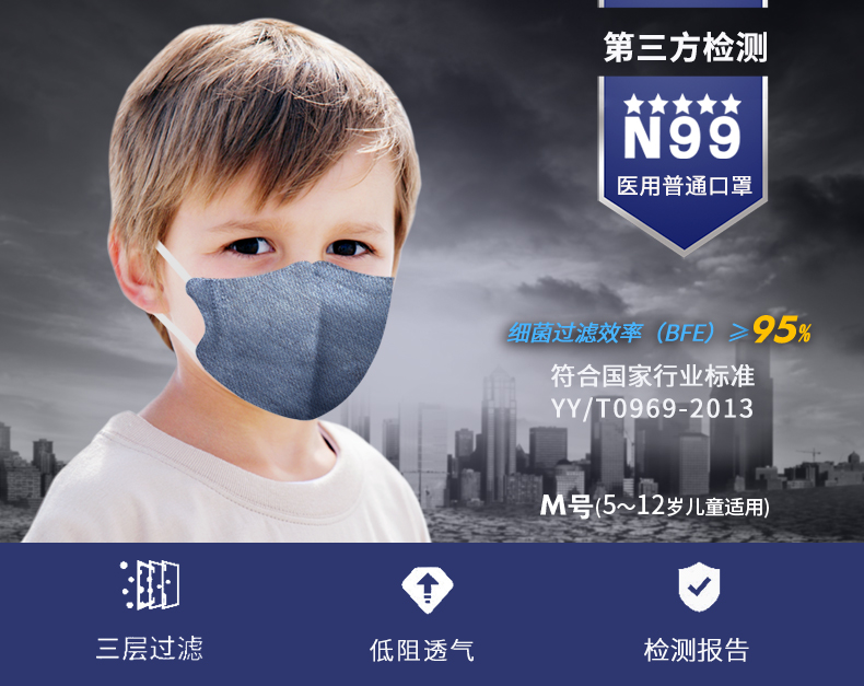 伊藤良品 n99一次性医用口罩 独立包装男女学生儿童3d立体款透气 n99
