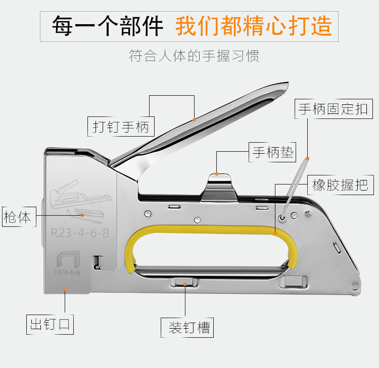手动码钉枪马丁枪u型钉门形钉枪射钉枪广告喷绘绷油画布1008f加大绷布