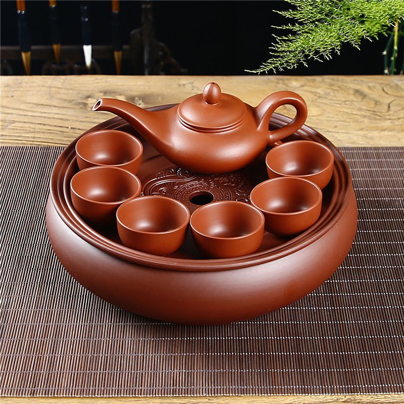 紫砂功夫茶具套装家用客厅办公小套简茶茶具陶瓷茶盘茶壶茶杯黑色水平