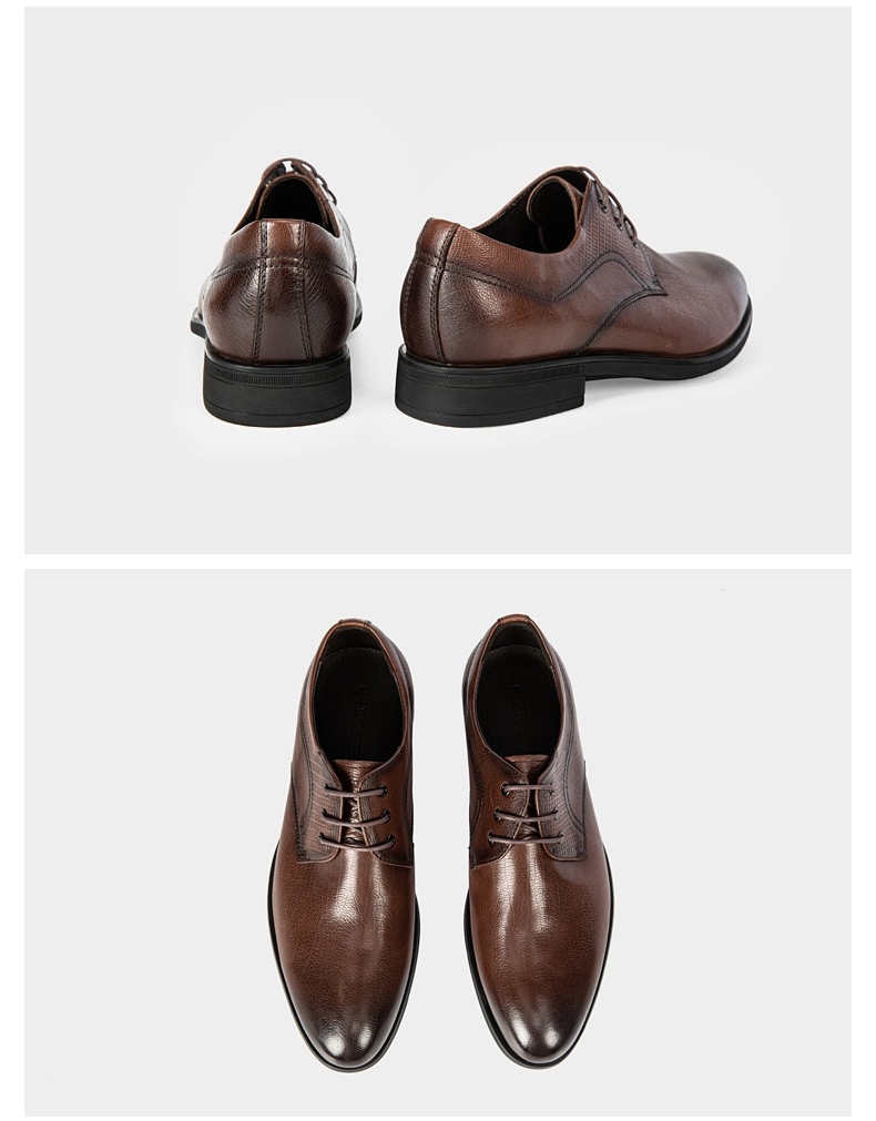 千百度男鞋2021秋季新款英伦帅气正装皮鞋真皮商务皮鞋婚鞋黑色38