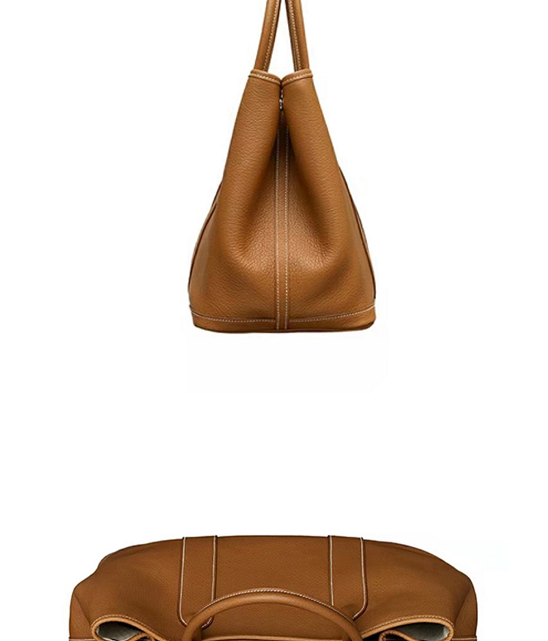 hermes爱马仕女包gardenparty36单肩手提包棕色金棕色