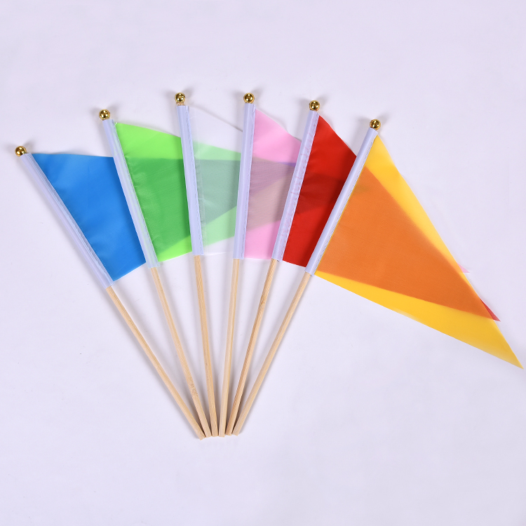 实心杆8号三角彩旗手摇旗14*21指挥旗手挥广告旗插泥土地标记小彩旗