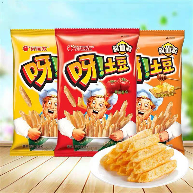 好丽友呀土豆130g番茄蜂蜜黄油里脊牛排味混合装薯片休闲零食1月 130