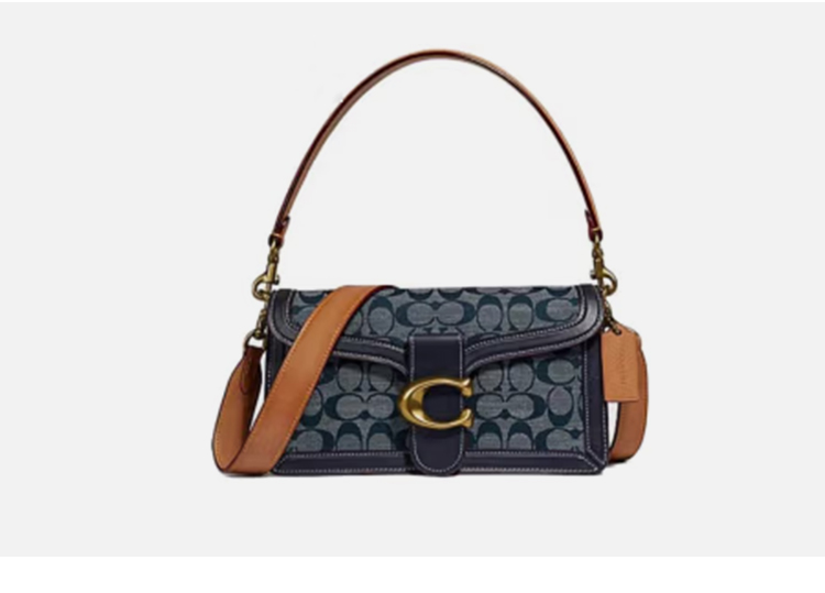 蔻驰coach女士tabby26系列单肩斜跨酒神包礼物款式抛光鹅卵石信封包