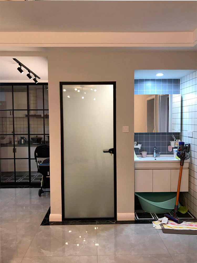 卫生间门极窄框厕所门厨房门隐形门全景无框门超白长虹玻璃平开门 ()