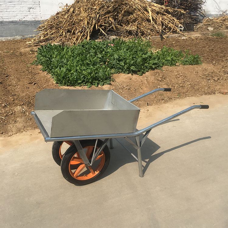 手推车建筑家用平板果园拉货翻斗车鸡公车 双轮手推车带刹车【图片