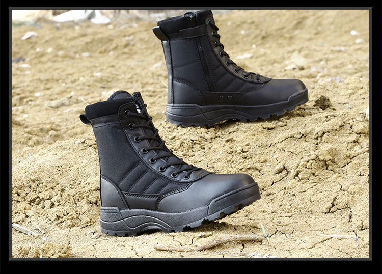 夏季作战靴男女夏季高帮保安鞋训练鞋夏季高帮男透气超轻 沙色 38