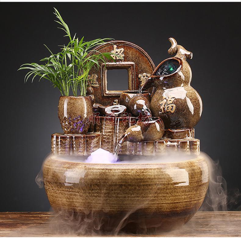 顺通礼坊礼品流水生财摆件大象喷泉循环水创意客厅桌面办公室开业礼品