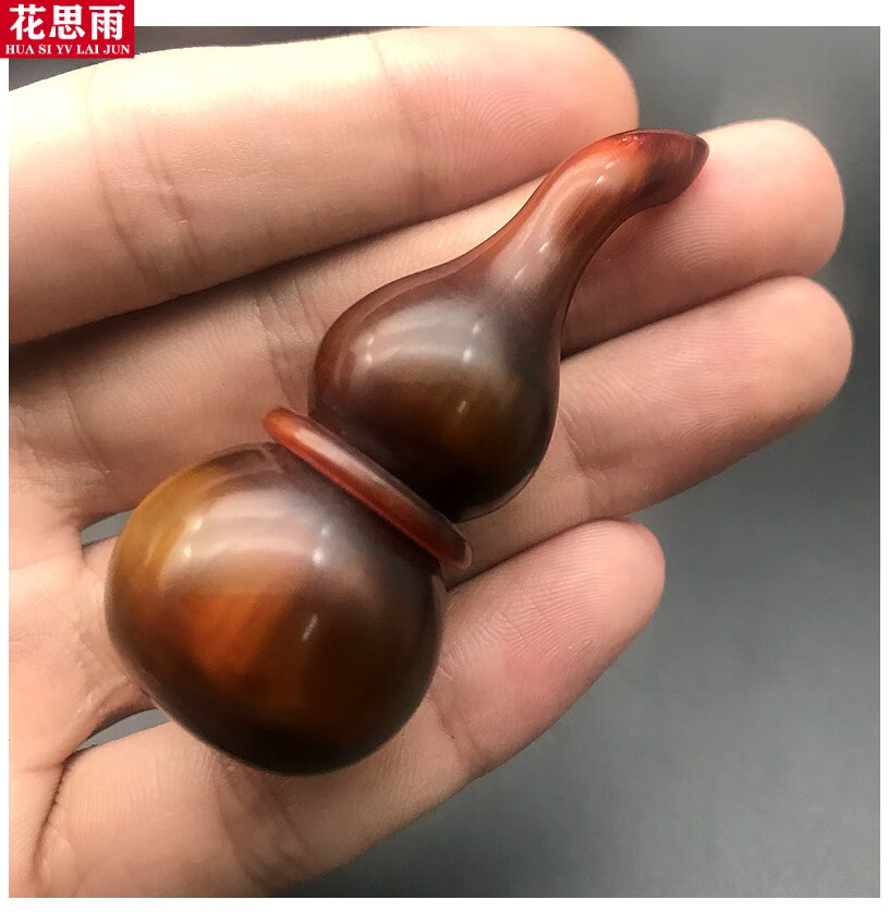 牛角把件 牛角葫芦手把件摆件挂件天然古玩文玩角雕精雕刻男士随身手