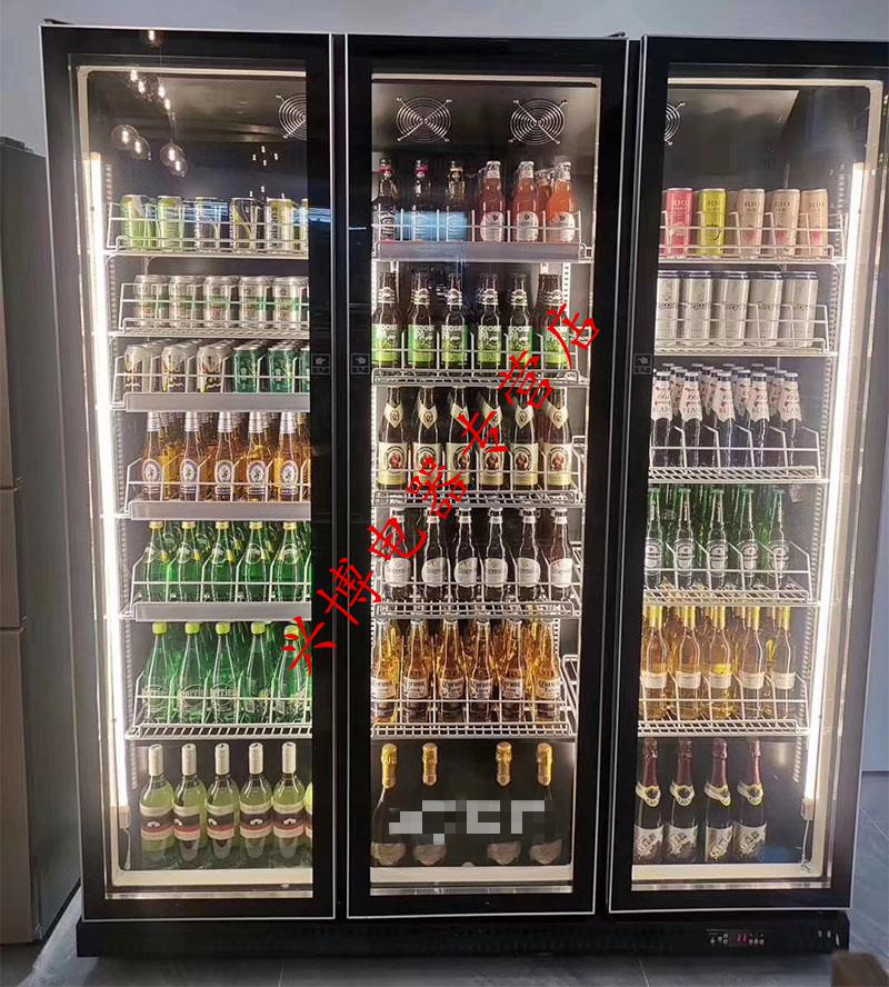 ktv酒吧啤酒展示柜时尚炫黑色蓝光进口啤酒展示柜酒水冷藏展柜美示