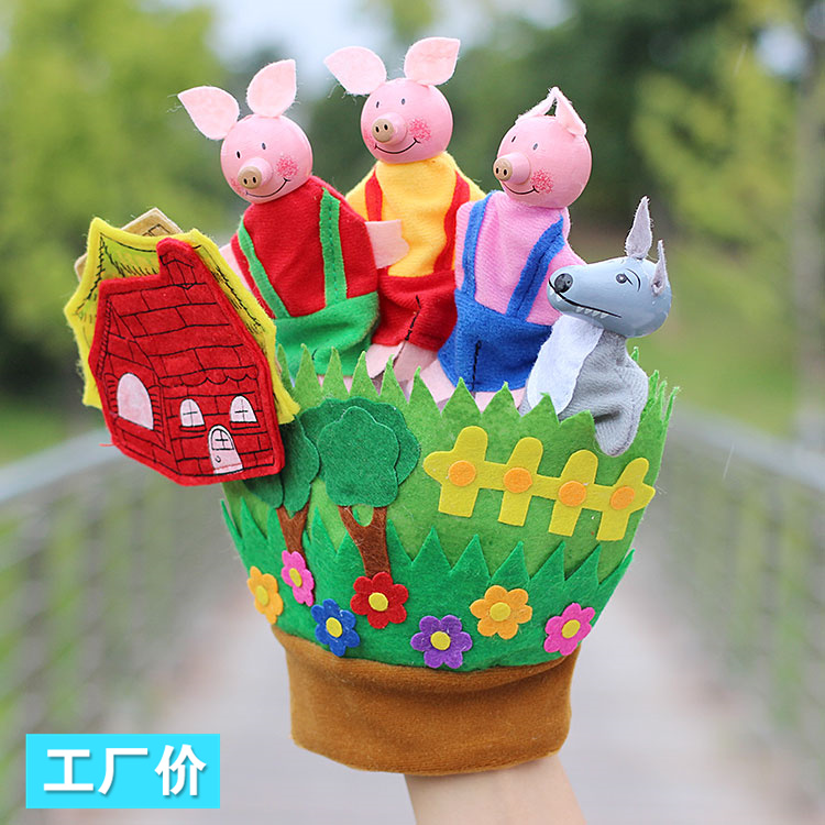 布袋木偶 幼儿园五指手套森林动物指偶手偶亲子教具讲故事游戏布袋