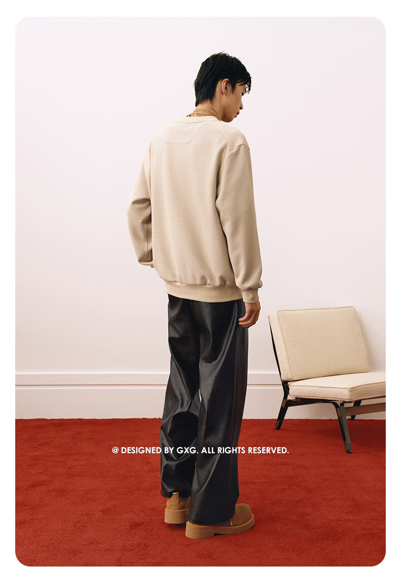 GXG Men's Clothing, Multi-Color Long-Sleeve Top New Year Sweatshirt, 2025 Spring New Product, Khaki Color, 180/XL 16