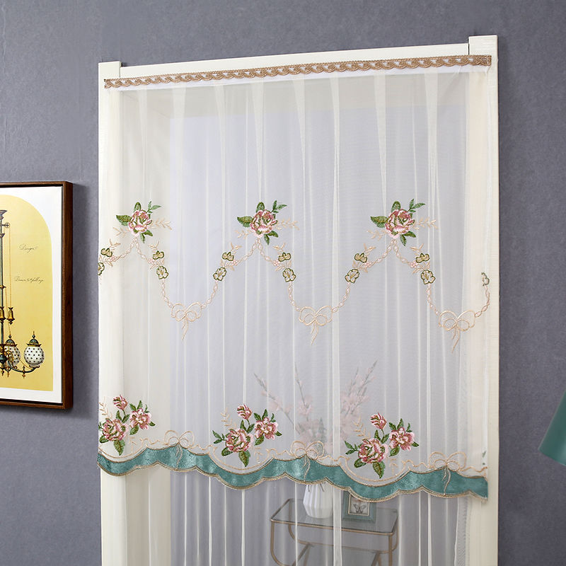 工厂现发魔术贴布艺门帘防蚊纱蕾丝门帘客厅卧室装饰门帘北极象彩色