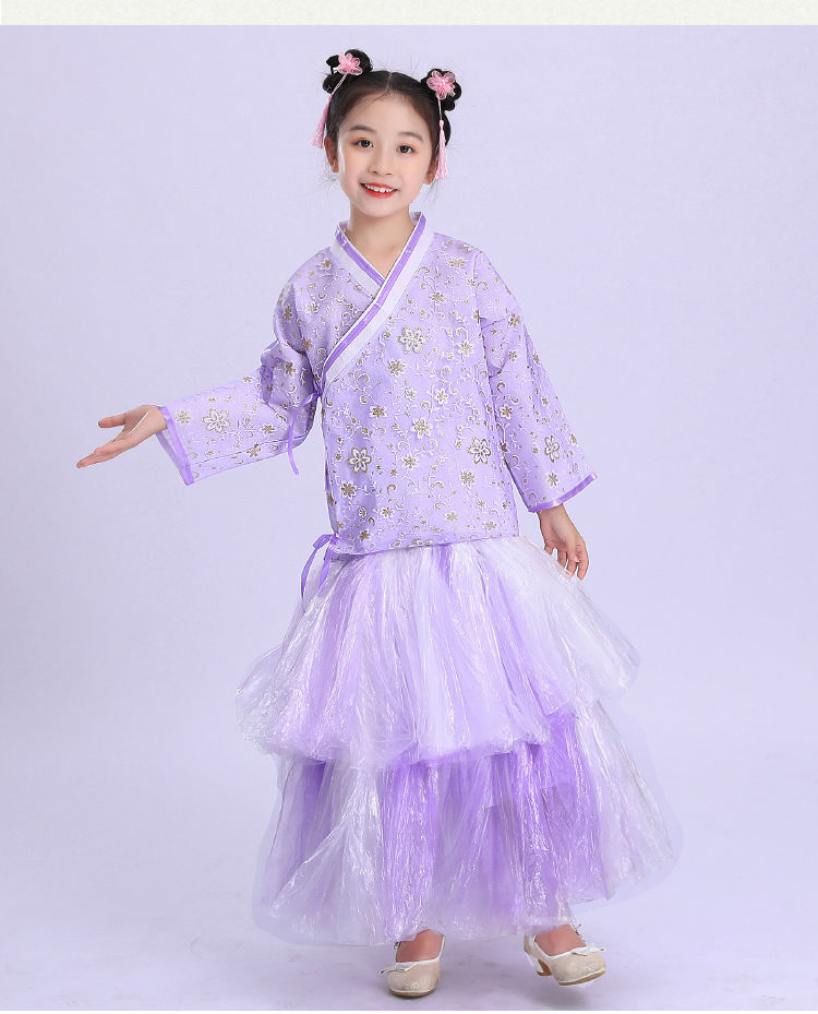 男女童环保衣服环保服装儿童时装秀定制联名款 女款纱网粉色汉服 头饰