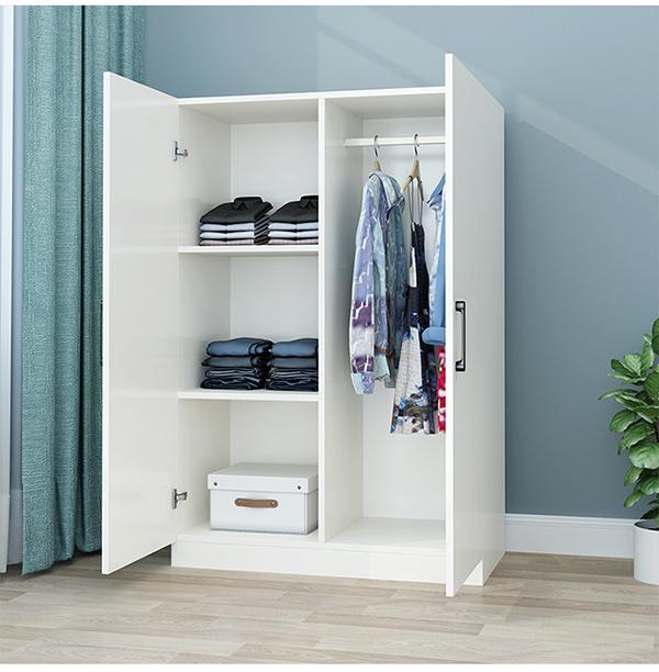 单人衣柜现代简约实木衣柜衣橱储物柜收纳挂简易窄柜对开门立柜经济型