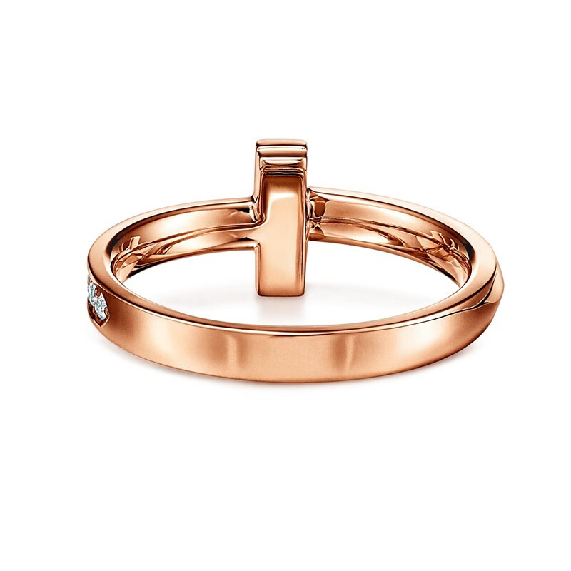 蒂芙尼戒指 t系列t1戒指18k玫瑰金镶钻宽2.