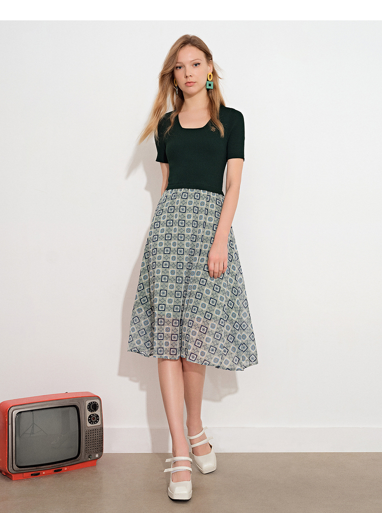 商场同款影儿诗篇女装2021年夏季新品连衣裙 绿色 36