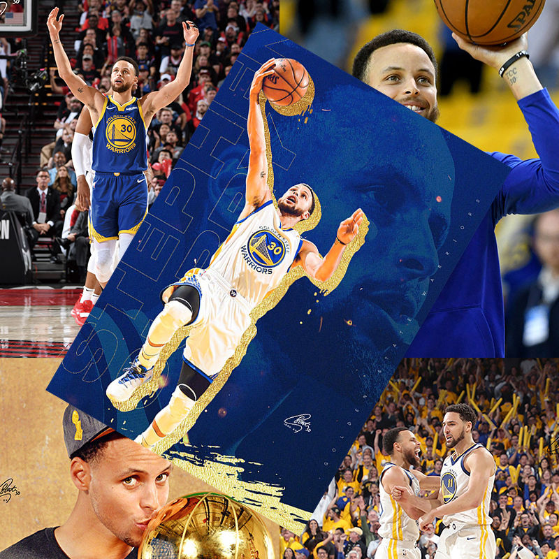 《库里海报新款高清nba海报篮球写真周边壁纸宿舍卧室墙纸墙贴 高清