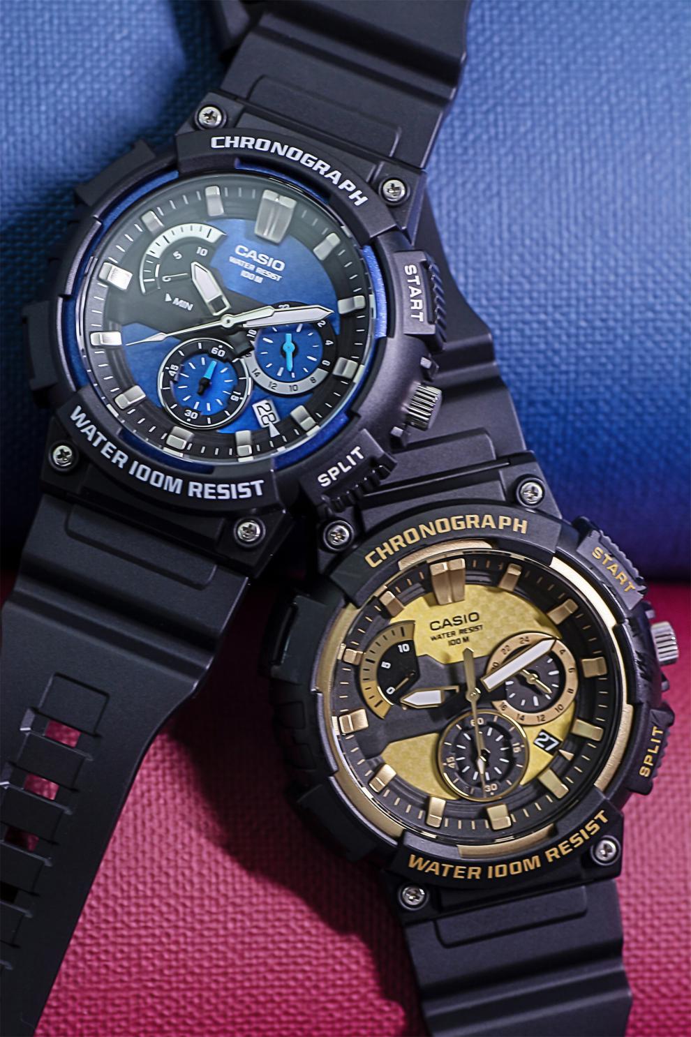 日本卡西欧手表男三眼多功能经典黑金防水运动石英表 mcw-200h-a