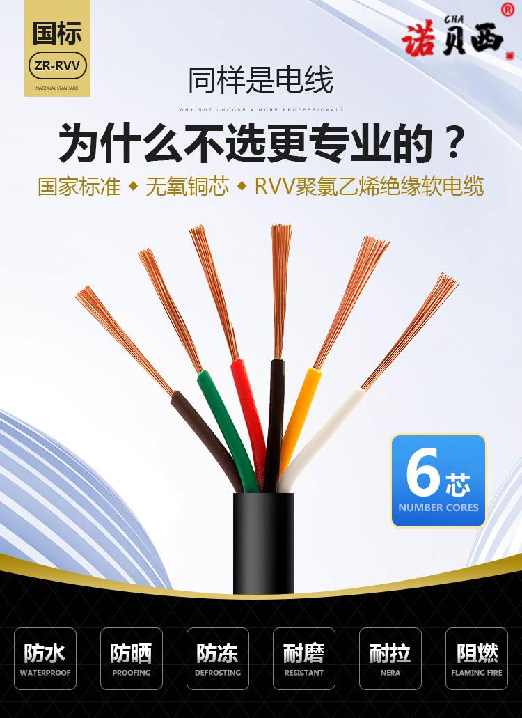 rvv六芯电缆线6芯平方多芯铜芯电源信号控制线护套线软电线浴霸线 散