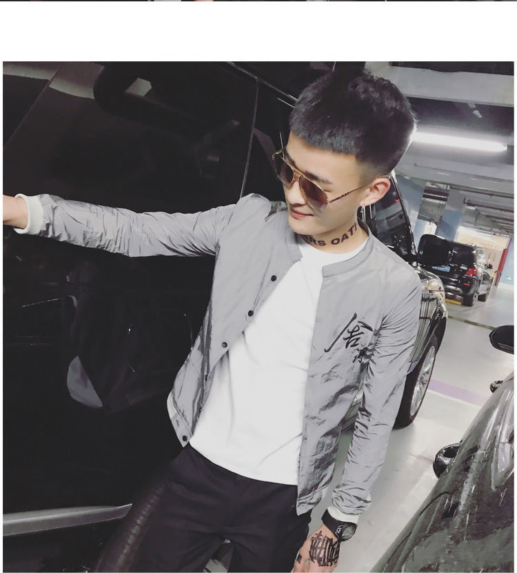 社会人精神小伙夹克秋季外套男2018舍得刺绣快手网红纯色衣服男装 772
