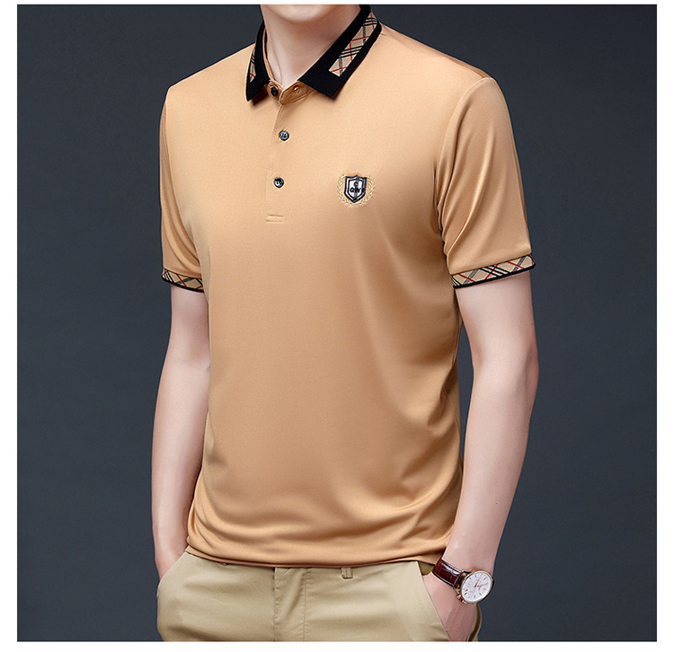 南极人品牌背心男夏季短袖polo汗衫男士修身中青年纯色刺绣翻领丝滑薄