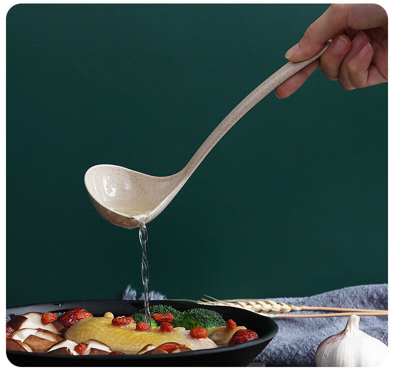 塑料汤勺不伤锅粥勺盛汤喝汤勺子耐高温稀饭大号勺碧蓝仕麦秸长柄大勺