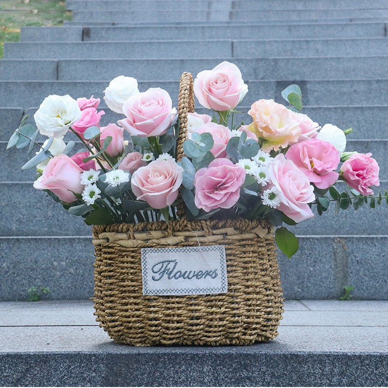 钰尚鲜花速递手提花篮鲜花玫瑰花康乃馨绣球向日葵混搭乔迁开业生日