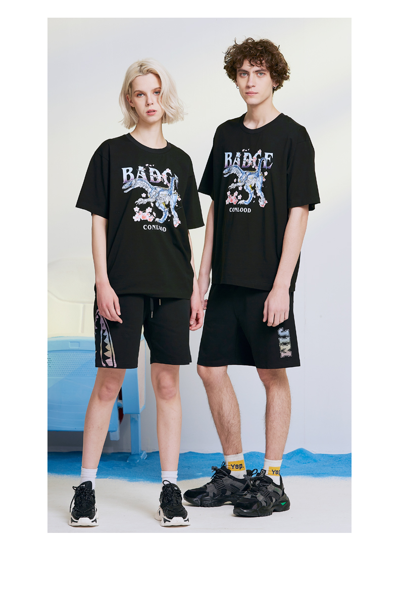 apetees安逸猿20201年夏季男女同款短袖t恤潮流印花半袖上衣女黑色s