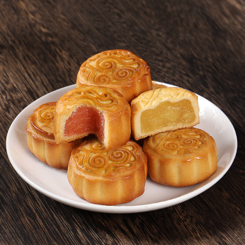 多口味豆沙蛋黄莲蓉馅味广式迷你月饼整箱 7种水果味混装60枚【图片