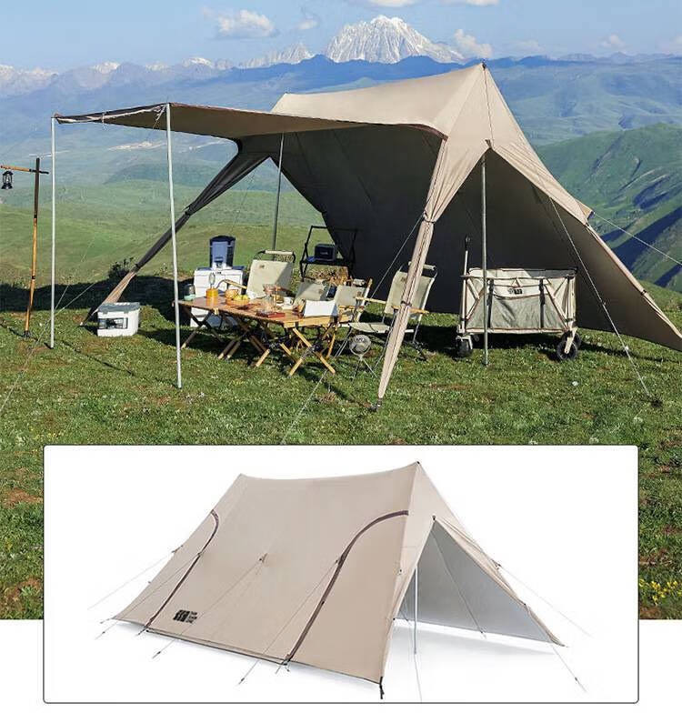 屋脊帐篷 云塔 a塔庇护所帐天幕帐篷户外大型露营防雨防晒黑胶遮阳棚