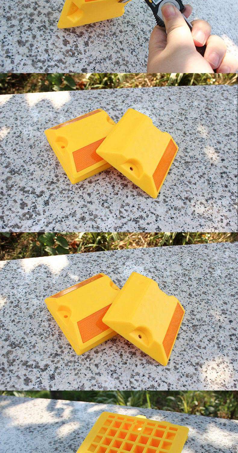 反光塑料道钉突起凸起路标双面塑料道钉道路安全反光标志 双黄塑料