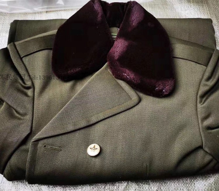 品库存老货87将校大衣马呢毛料长大衣可拆卸毛内胆寒军大衣 军绿色 一