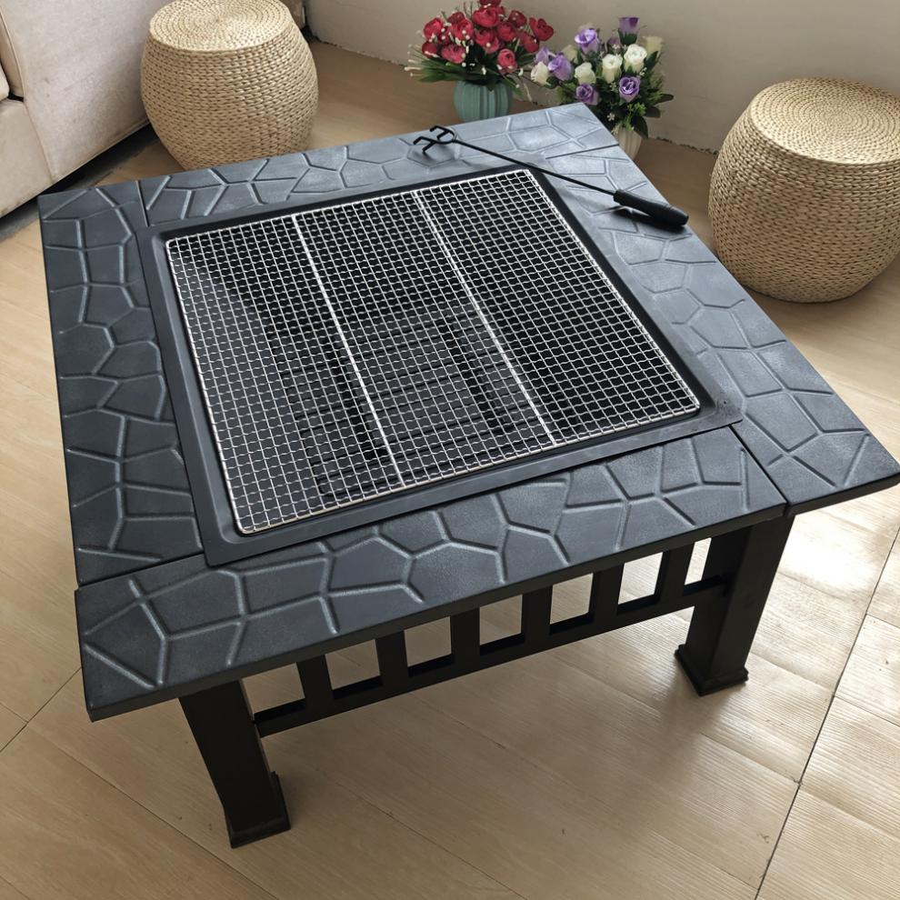 新款别墅家用烧烤桌子木炭取暖火盆室内烤火炉方形碳炉户外庭院烧烤架