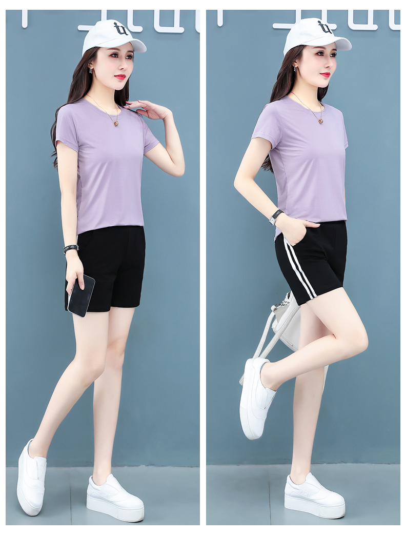 支持国货鸿星尔克运动套装冰丝短袖运动服套装女夏款2022新款休闲装