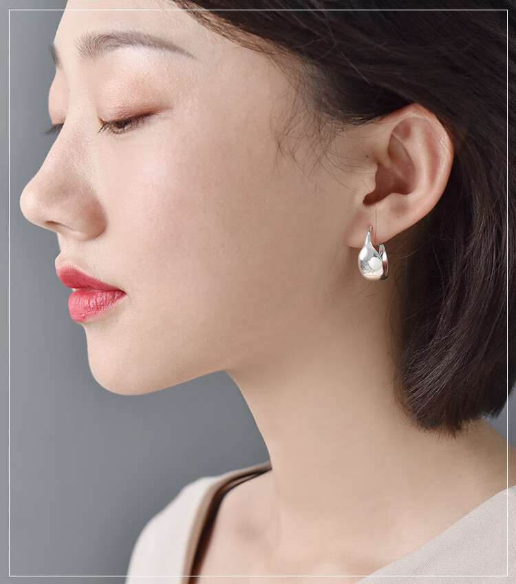 银耳环女气质耳圈999复古百搭中老年送妈妈奶奶礼物耳