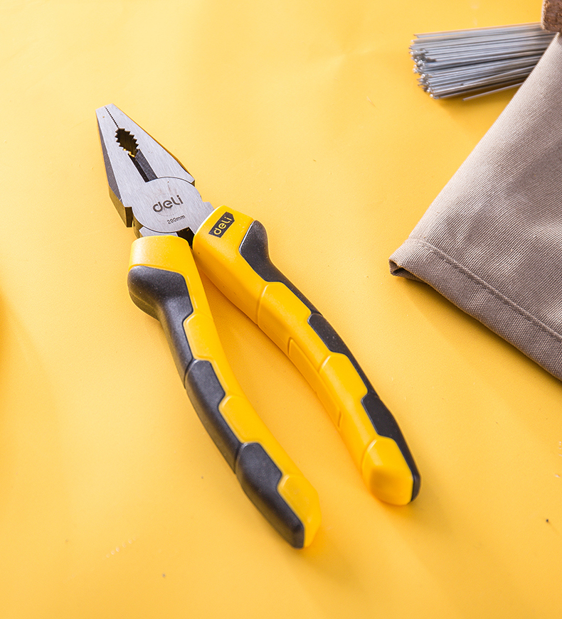得力deli老虎钳子电工胶柄钢丝钳工业级断线平口钳多功能平口钳剪线