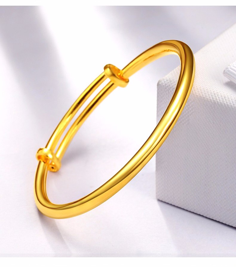 藏大福黄金手镯实心按克足金9999光面素圈金手镯足金手镯女士款送妈妈