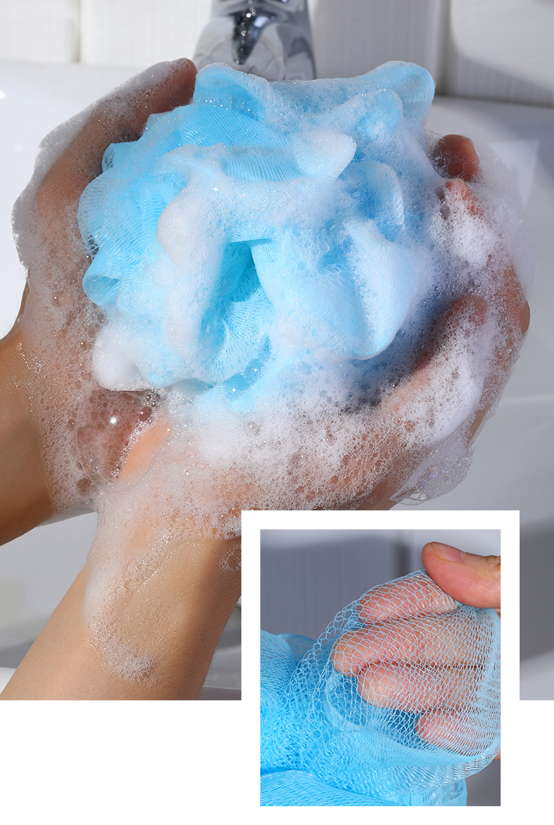 尊蓝沐浴球大号家用男浴花球洗澡不散搓澡球耐用3个装沐浴球1个