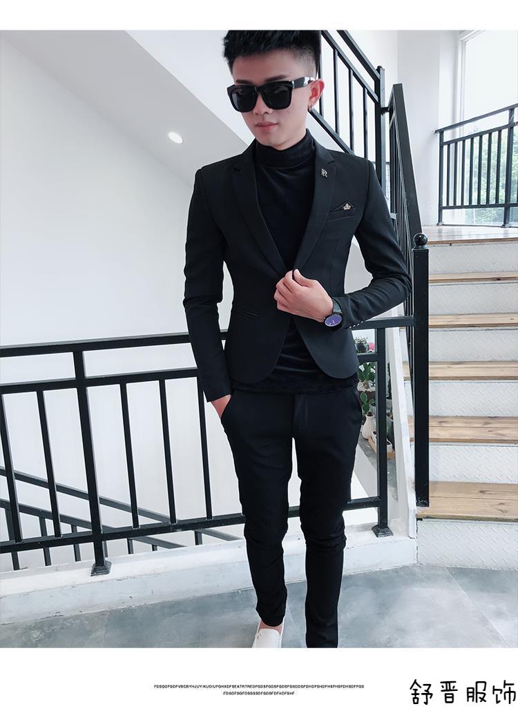 西装外套男年轻男生修身西装外套秋冬小码短款西装男士韩版潮流紧身