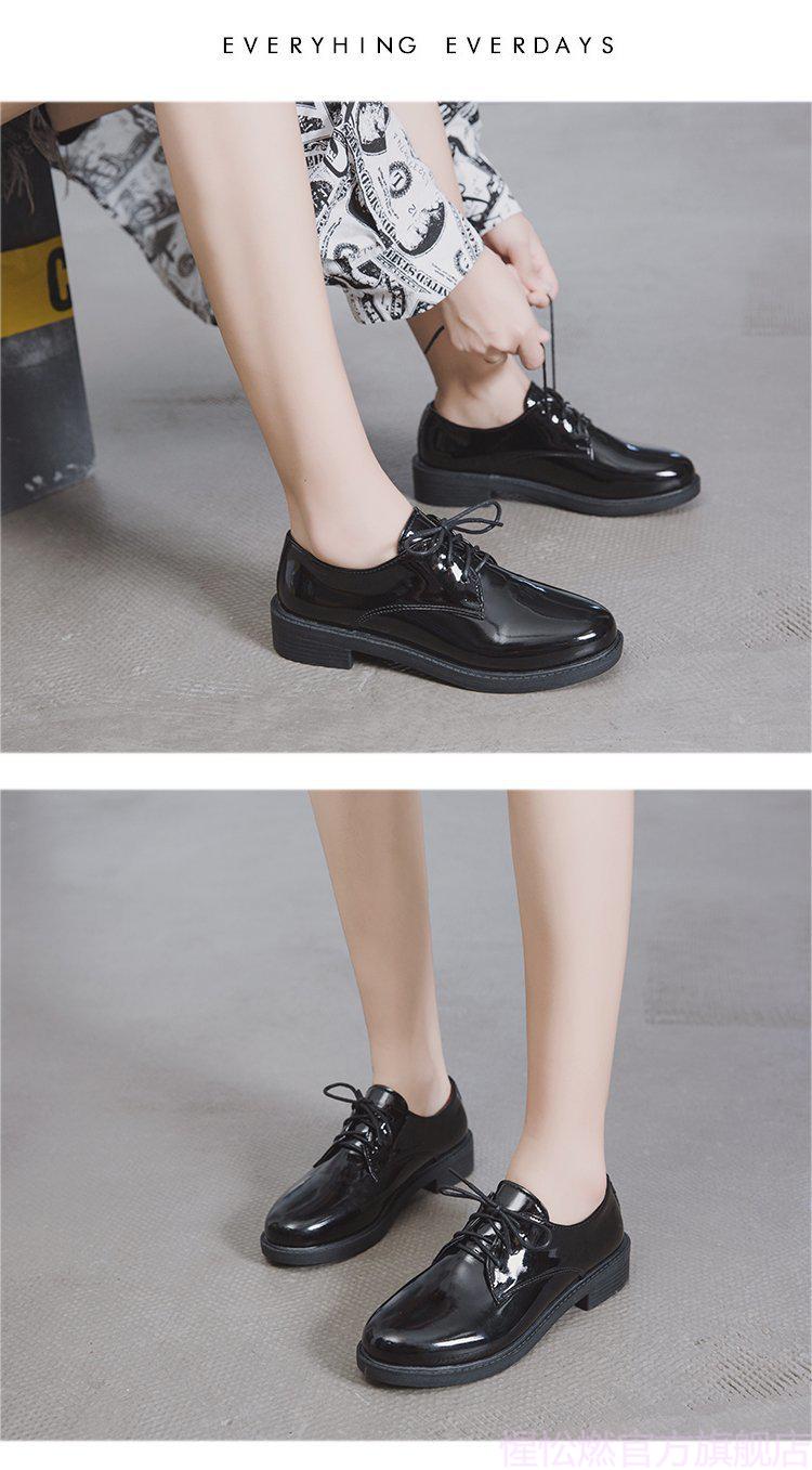 七屿鹿女生面试鞋教师教资考试正装的女鞋子正式夏黑色英伦小皮鞋女单