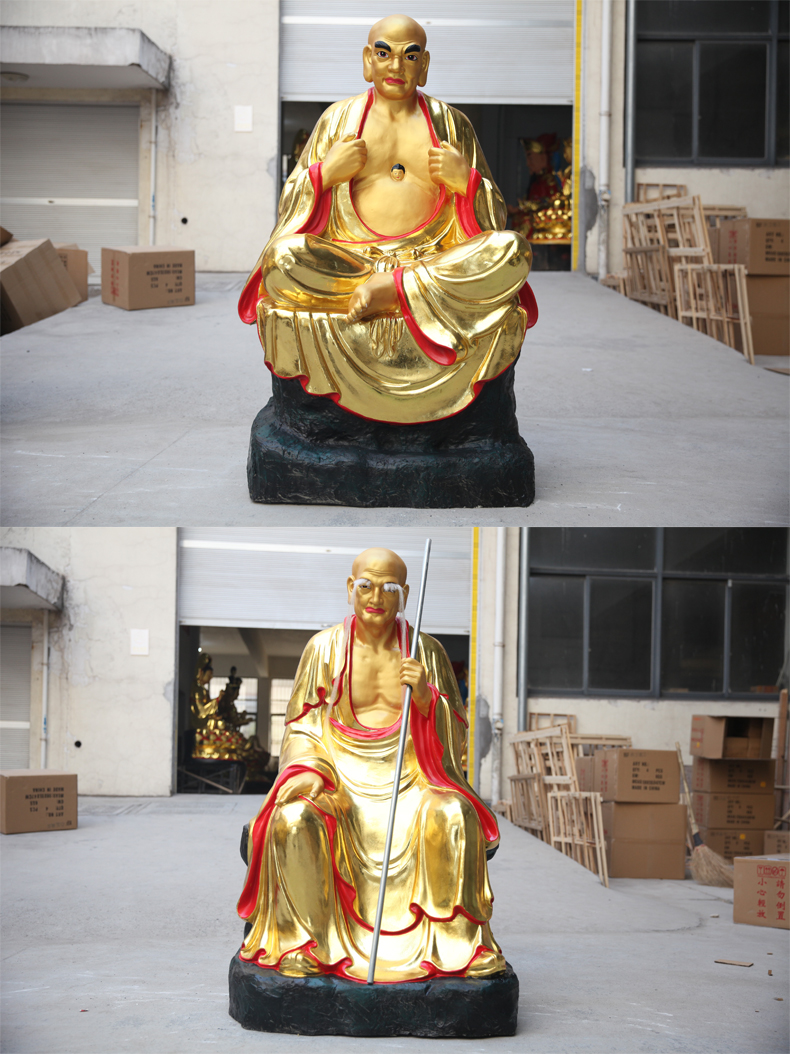 十八罗汉佛像 寺庙大型佛像供奉十八罗汉家用金色伏虎罗汉达摩祖师