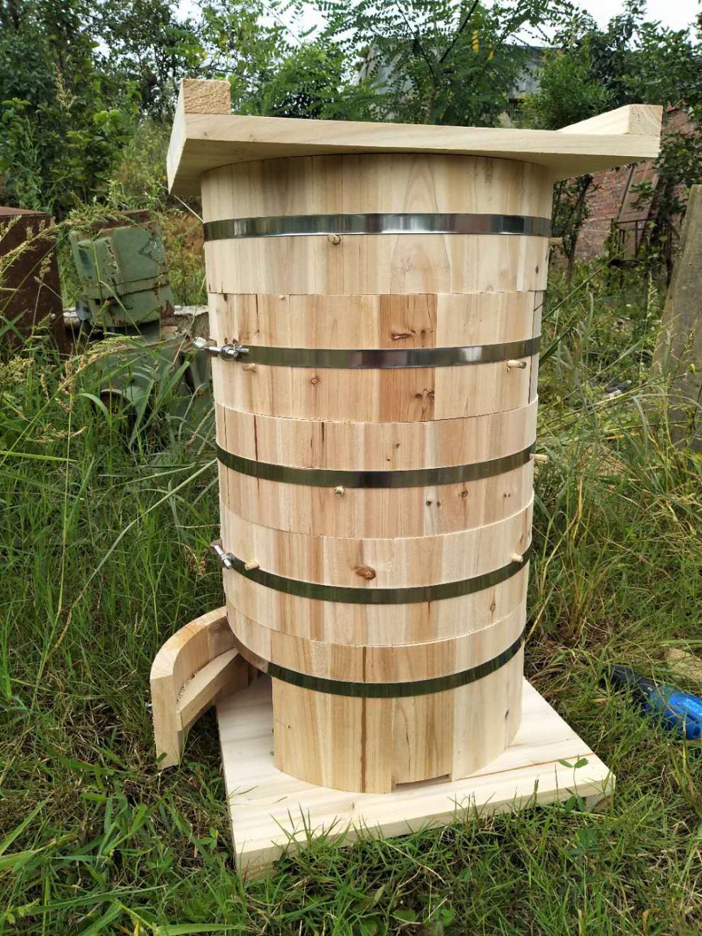 贤平蜂业杉木蜜蜂圆桶格子中蜂土养蜂箱招蜂诱蜂桶平底一块平盖