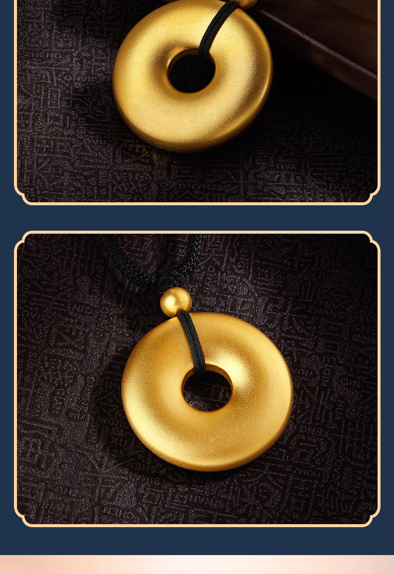 老凤祥款式老凤凰老凤凰古法手工黄金素圈平安扣黄金吊坠足金999挂坠